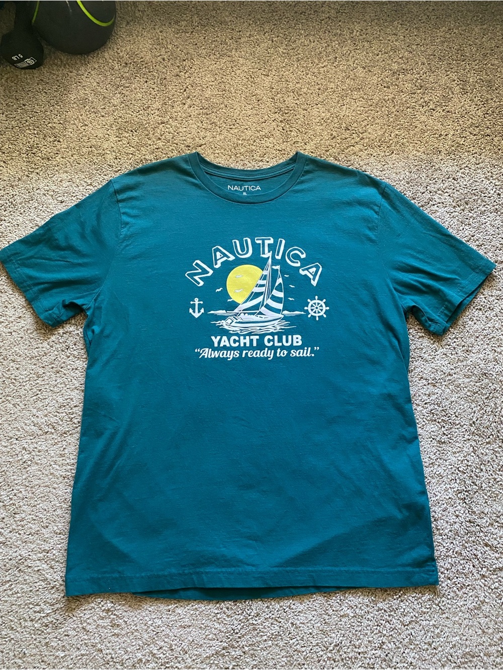 Nautica Teal Sailboat Yacht Club Graphic Tee